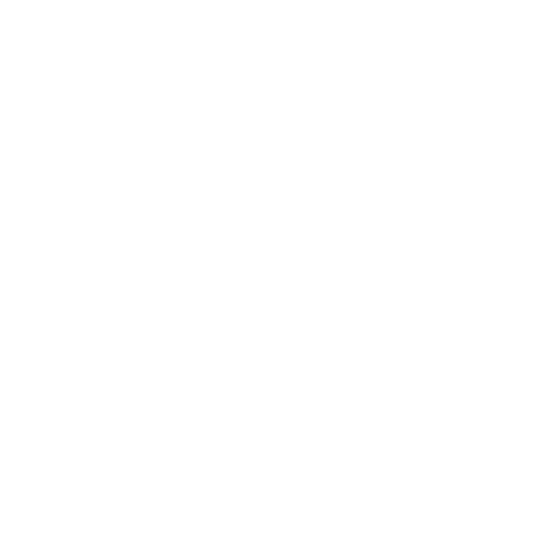 White line art of a simple building structure with a pitched roof and three horizontal lines beneath, resembling a traditional barn or house design, set against a transparent background.