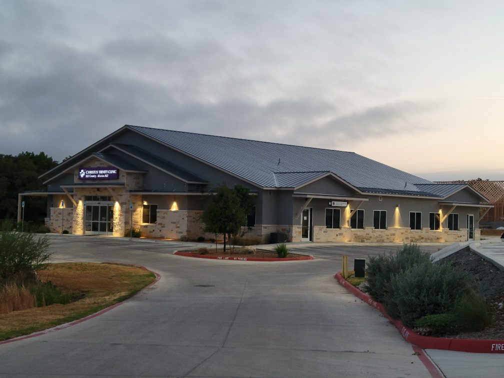 Chistus Santa Rosa Hill Country Medical A large building with lights on the front of it.